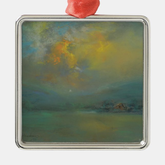 Solnedgång över Backe (av Glenn Cooper Henshaw) Julgransprydnad Metall (Framsidan)