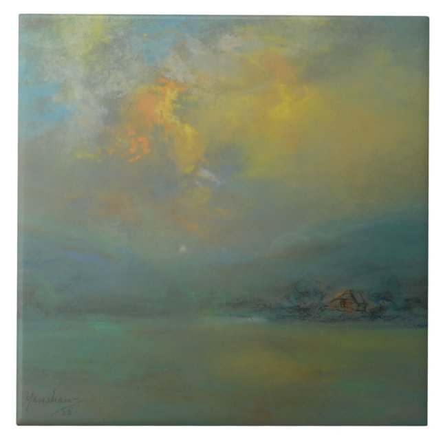 Solnedgång över Backe (av Glenn Cooper Henshaw) Kakelplatta (Framsidan)