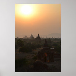 Solnedgång över Bagan Temples - Myanmar Photograph Poster