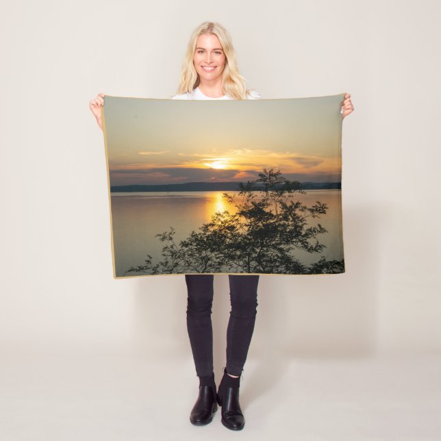 Solnedgång över Balatonsjön, Ungern. Fleecefilt (På plats)