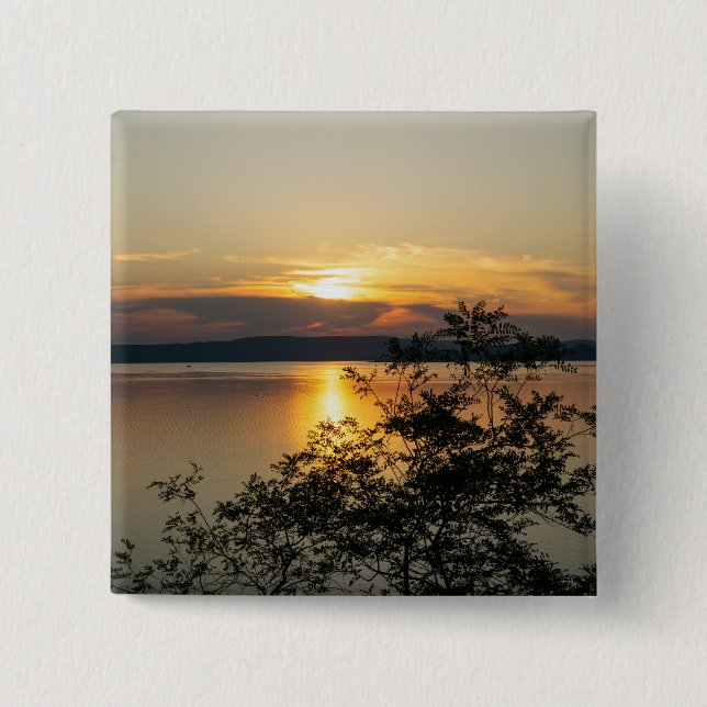 Solnedgång över Balatonsjön, Ungern. Knapp (Framsida)