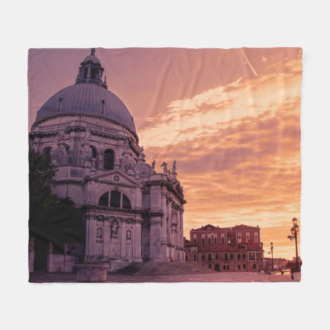 Solnedgång över Basilica i Venedig Fleecefilt (Framsidan (Horisontell))
