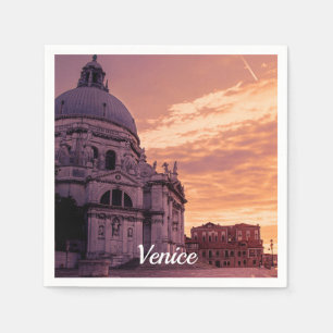 Solnedgång över Basilica i Venedig Pappersservett