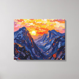 Solnedgång över bergen Wrapped Canvas | Scenland