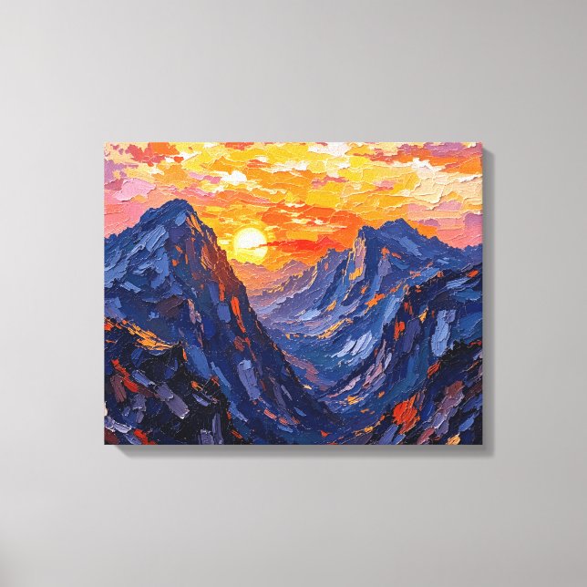 Solnedgång över bergen Wrapped Canvas | Scenland (Framsida)