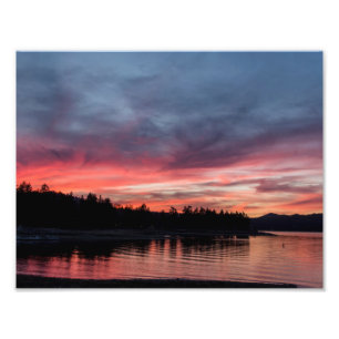 Solnedgång över Big Bear sjön Fototryck
