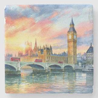 Solnedgång över Big Ben och Westminster Bridge Stenunderlägg