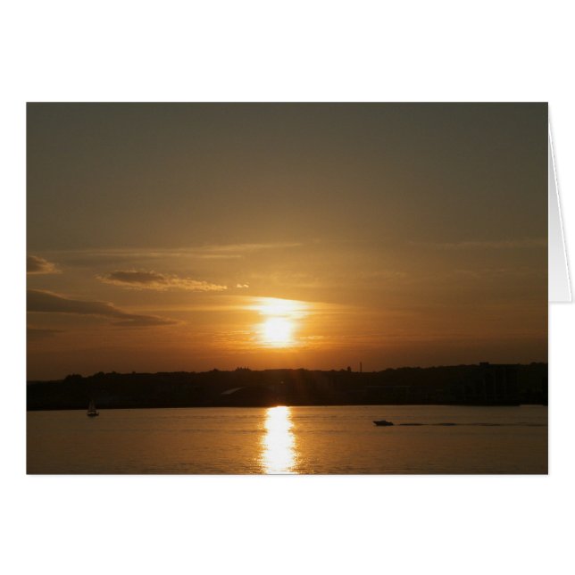 Solnedgång över Cardiff Bay Hälsningskort (Framsidan Horizontal)
