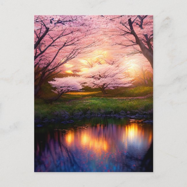 Solnedgång över Cherry Sjö Vykort (Framsida)