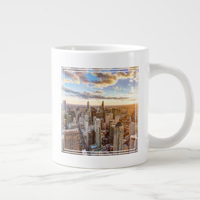 Solnedgång över Chicago Jumbo Mugg (Höger)