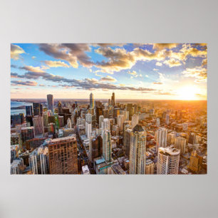 Solnedgång över Chicago Poster