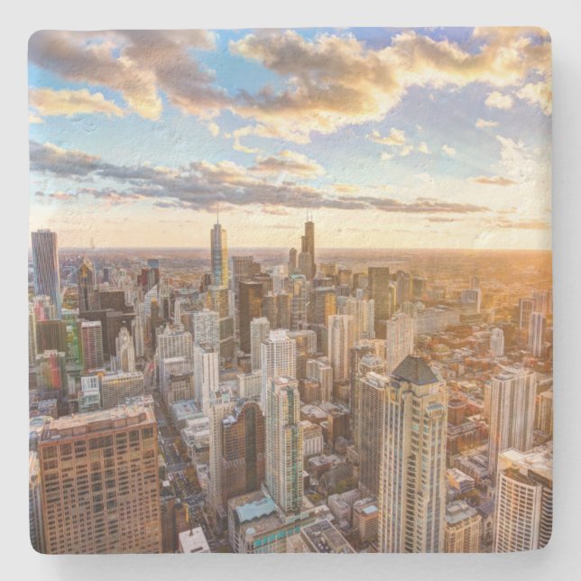 Solnedgång över Chicago Stenunderlägg (Framsidan)