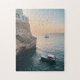 Solnedgång över Cliffside i Polignano a Mare, Ital Pussel