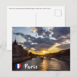 Solnedgång över Conciergerie - Paris, Frankrike Vykort