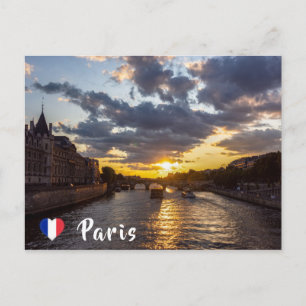 Solnedgång över Conciergerie - Paris, Frankrike Vykort