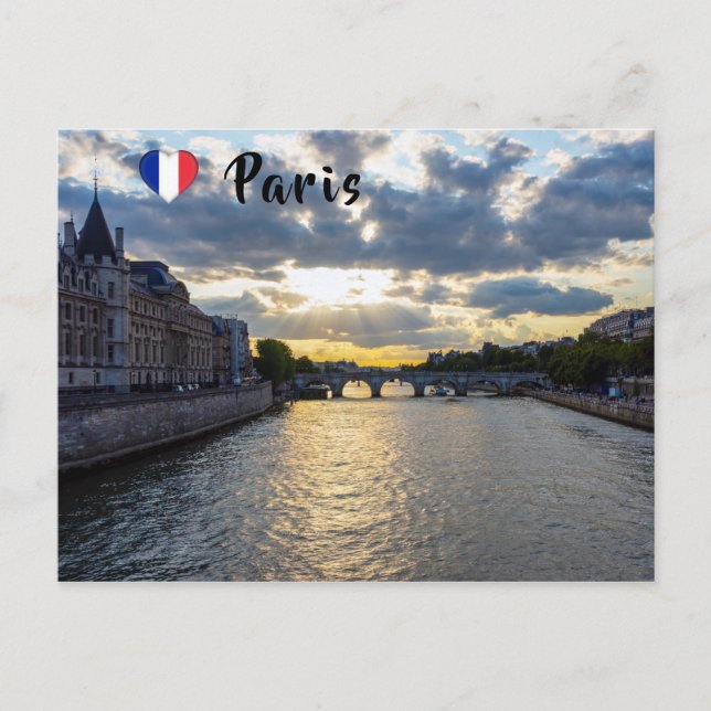 Solnedgång över Conciergerie - Paris, Frankrike Vykort (Framsida)