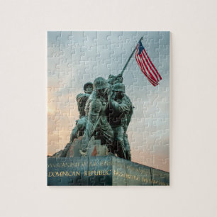 Solnedgång över det Iwo Jima minnesmärkepussel Pussel