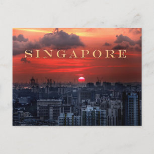 Solnedgång över det kinesiska området i Singapore Vykort