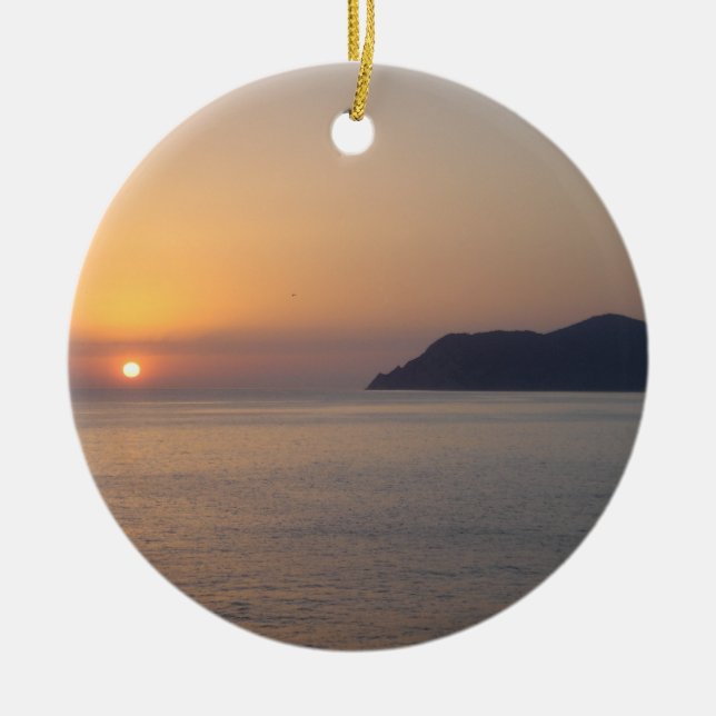 Solnedgång över det medelhavs- julgransprydnad keramik (Framsidan)