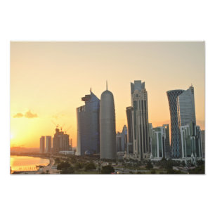 Solnedgång över Doha, Qatar Fototryck