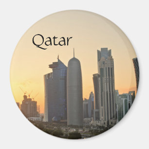 Solnedgång över Doha, Qatar-magnet med text Magnet