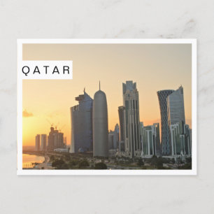 Solnedgång över Doha, Qatar vit ram-vykort Vykort