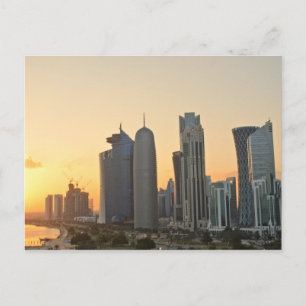 Solnedgång över Doha, Qatar-vykort Vykort