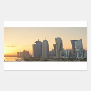 Solnedgång över Doha, qatarisk rektangulär Rektangulärt Klistermärke