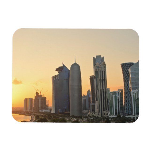 Solnedgång över Doha, rektangulärt Qatar-magnet Magnet (Horisontell)