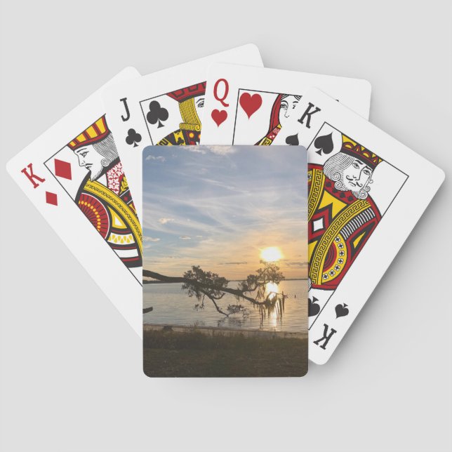 Solnedgång över East Bay Casinokort (Baksidan)