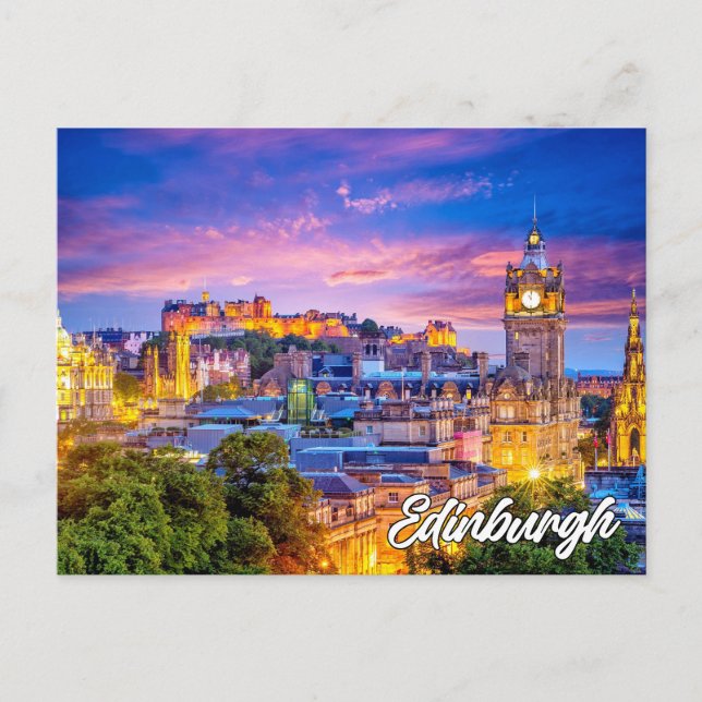 Solnedgång över Edinburgh, Skottland Vykort (Framsida)