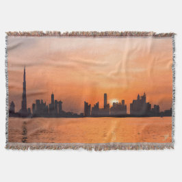Solnedgång över en kuststad - akvarell filt