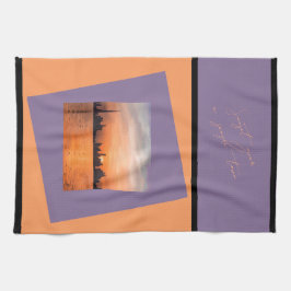 Solnedgång över en kuststad - Art towel Kökshandduk