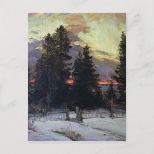 Solnedgång över ett vinterlandskap, c.1902 vykort