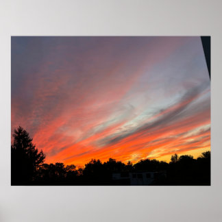 Solnedgång över fält poster