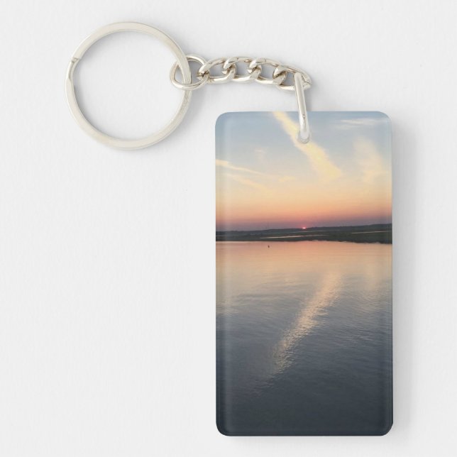 Solnedgång över fjärden - tvåsidiga Keychain, (Framsidan)