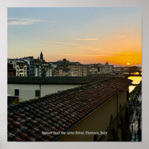 Solnedgång över floden Arno, Florens Italien Poste Poster