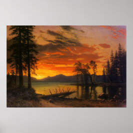 Solnedgång över floden poster