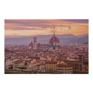 Solnedgång över Florens, Italien Fototryck