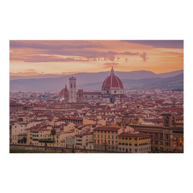 Solnedgång över Florens, Italien Fototryck (Framsidan)