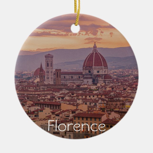 Solnedgång över Florens, Italien Julgransprydnad Keramik (Framsidan)
