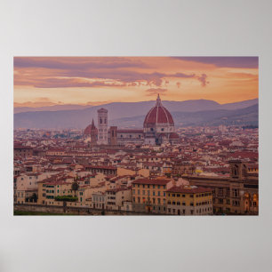 Solnedgång över Florens, Italien Poster