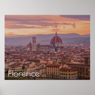 Solnedgång över Florens, Italien Poster