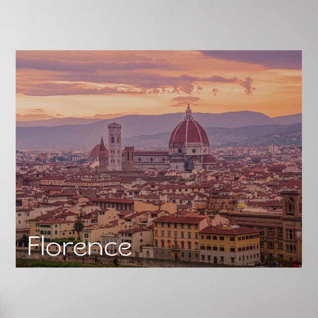 Solnedgång över Florens, Italien Poster (Framsidan)