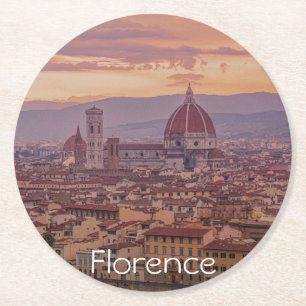 Solnedgång över Florens, Italien Underlägg Papper Rund