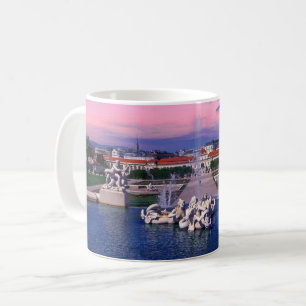 Solnedgång över fontän i Wien Kaffemugg