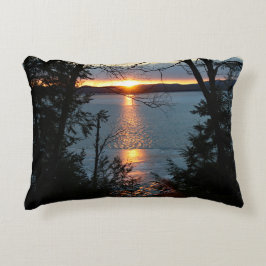 Solnedgång över Forest Sjö Dekorativ kudde