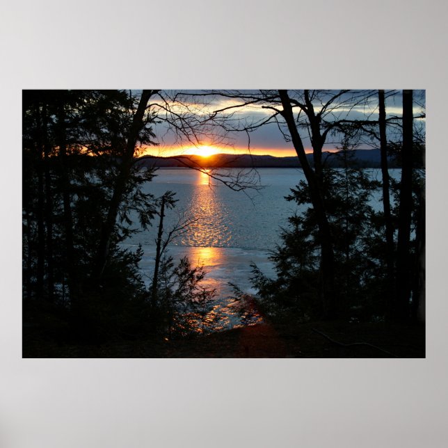 Solnedgång över Forest Sjö Poster (Framsidan)