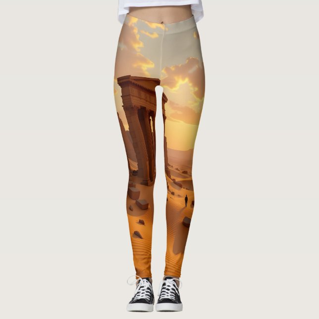 Solnedgång över Förlorade Tempels Leggings Tights (Framsida)