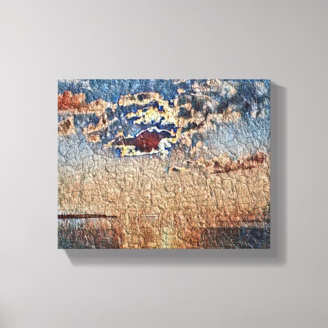 Solnedgång över fotoutskrift av havsytan canvastryck (Framsida)